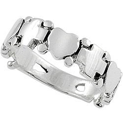 Sterling Silver Alternating Heart and Cross Ring