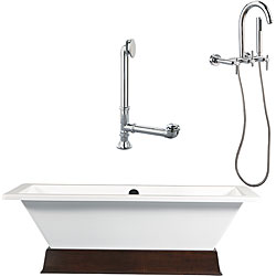 Tella Wood Plinth Tub with Wall Faucet Package