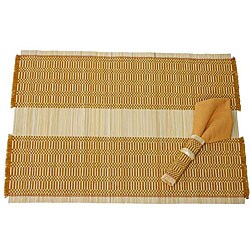Bamboo and Gold Cotton Place Mat/ Napkin (Set of 2)