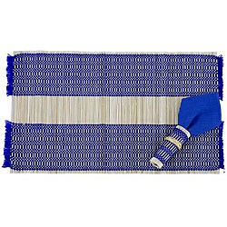 Bamboo and Blue Cotton Place Mat and Napkin (Set of 2)