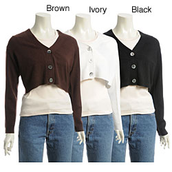 Lusso Women's Cropped Cashmere Cardigan Sweater