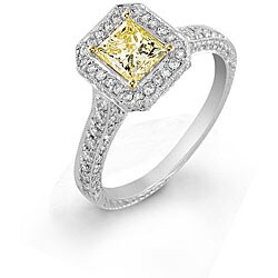 18k White Gold 1 3/5ct TDW Yellow Diamond Ring (VS2)