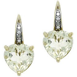 Glitzy Rocks 18k Gold over Sterling Silver Lime Quartz Heart Earrings