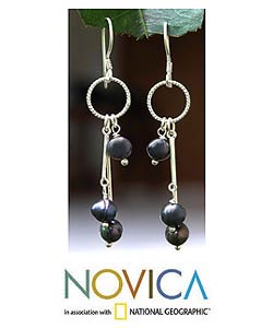 Black Pearl 'Night Pendulum' Earrings (Indonesia)
