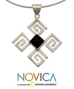 Sterling Silver Onyx 'New Era' Choker Necklace (Indonesia)