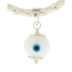 Silver Evil Eye Bracelet with Hanging Pendant