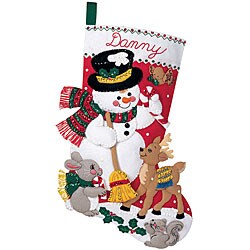Snowman and Friends Felt Stocking Applique Kit