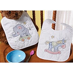 Stamped Cross Stitch Lullaby Friends Bibs (Set of 2)