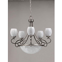 Brushed Steel Eight-light Chandelier