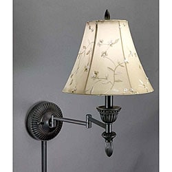 Swing Arm Auburn Finish Cream Shade Plug-in Lamp