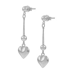 Sterling Silver Dangling Heart Earrings