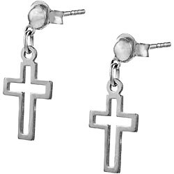 Sterling Silver Cross Cutout Earrings