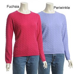 Lusso Women's Cashmere Cable Knit Pullover Sweater