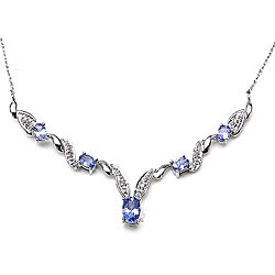 14k White Gold Tanzanite and Diamond Necklace