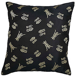 Chinese Symbol of Long Life Black Cushion Cover