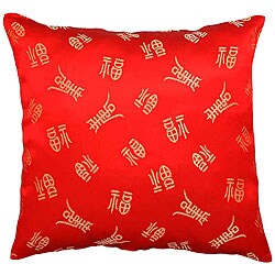 Chinese Symbol of Long Life Red Cushion Cover