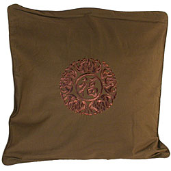 Chinese Good Fortune Brown Lotus Cushion Cover.
