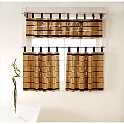 Straw Curtain and Valance 3-piece Set