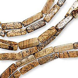 Beadaholique Desert Jasper 4 x 13 mm Rectangle Tube Beads