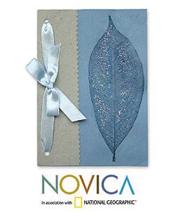 Set of 8 'Bow-tied Leaf' Greeting Cards (Thailand)