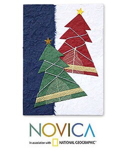 Set of 8 'Twin Trees' Holiday Greeting Cards (Thailand)