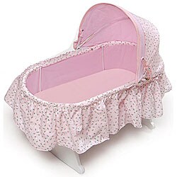 Folding Doll Cradle with Rosebud Fabric