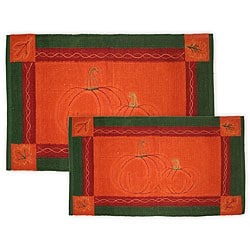 Pumpkin Duo 2-piece Cotton Jacquard Rug Set
