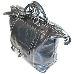 Floto Leather Tack Black Duffel Bag