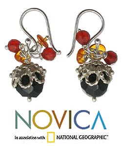 Sterling Silver 'Heavenly Fruit' Amber Earrings (Indonesia)