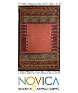 Indo 'Crisp Coral' Wool Rug (5' x 8')