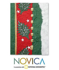 Set of 8 'Holly Boughs' Greeting Cards (Thailand)