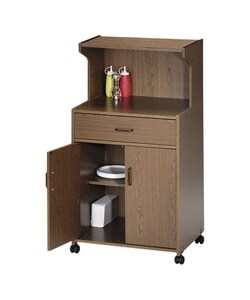 Double Microwave Cart, 25''x20''x49'', Medium Oak