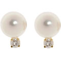 14k Gold 1/10ct TDW Cultured Pearl Earrings (7.5-8 mm) Set 2 pairs
