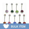 Double Jeweled 3/8-inch Belly Barbell (Case of 9)