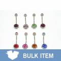 Double Jeweled 14-gauge Belly Barbells (Case of 8)