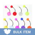 Colorful Glitter Ball Curved Belly Barbells (Case of 9)