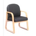 Boss Sled Base Oak Wood Reception Chair