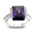 Kate Bissett Silvertone Emerald Cut Purple CZ Ring