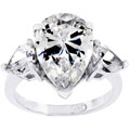 Michele Mies Sterling Silver CZ Teardrop Cocktail Ring