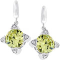 Silvertone Green CZ Drop Earrings