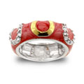 Silvertone Enamel CZ Horseshoe Eternity Band