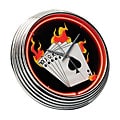 Neon Garage Clock with Poker Design