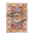 Indo Kazak Hand-knotted Red/Gold Rug (5' x 7')