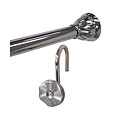 Finial Chrome Shower Rod and Hook Set