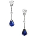 Tressa Sterling Silver Dangling Blue CZ Teardrop Earrings