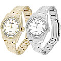 Geneva Men's Cubic Zirconia Metal Link Watch
