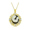 14k Gold Over Silver Mom and Baby Cameo Necklace