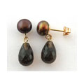 DaVonna Smokey Quartz and FW Brown Pearl Drop Earrings