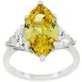 Kate Bissett SterlingSilver Large Marquise-cut Yellow CZ Ring