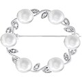 Silvertone Faux Pearl and CZ Petal Fashion Pin